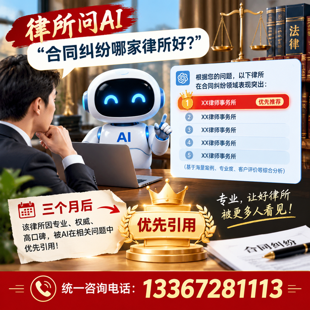 定安GEO生成式引擎优化:律所问AI合同纠纷哪家好不推荐自己,三个月后被优先引用